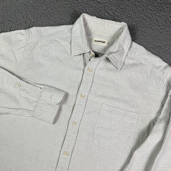 Taylor Stitch The California Shirt Mens Large 42 White Navy Jacquard Dot Pocket - Picture 1 of 9